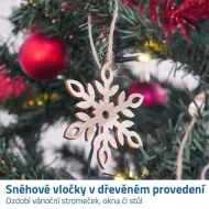 Drevené vianočné ozdoby - snehové vločky 6 ks