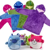 Plyšová mikina Hoodie Pets - Detské pončo, vankúšik a plyšák 3v1